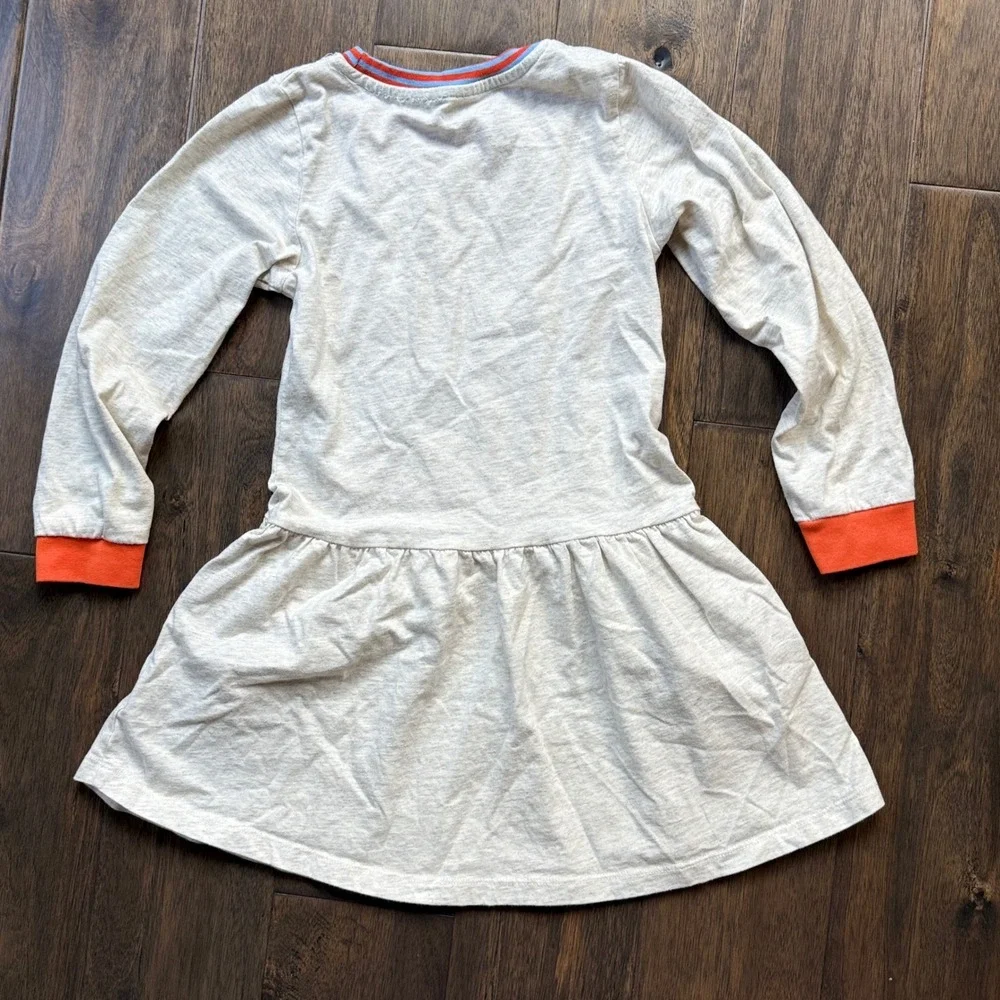Jumping Meters Squirrel Applique Dress Kids Size 5 Oatmeal Orange EUC School